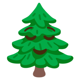 evergreen tree and relieved face