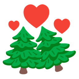 evergreen tree and revolving hearts