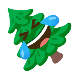 Evergreen tree and Rolling on the floor laughing
