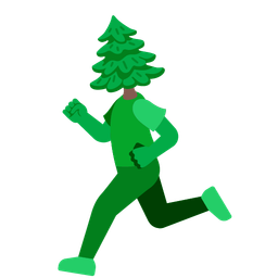 evergreen tree and running shoe