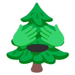 evergreen tree and see-no-evil monkey