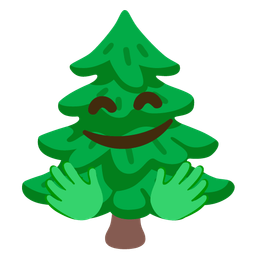 Evergreen tree and Smiling face with open hands