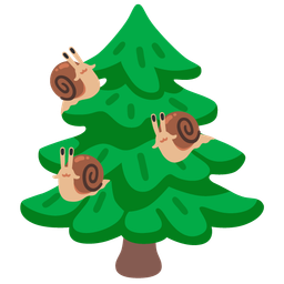 evergreen tree and snail