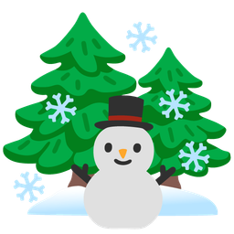evergreen tree and snowman without snow