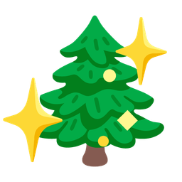 evergreen tree and sparkling heart