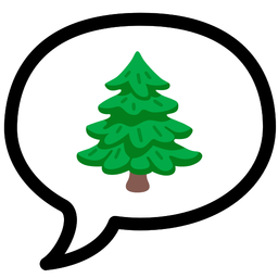 evergreen tree and speech balloon