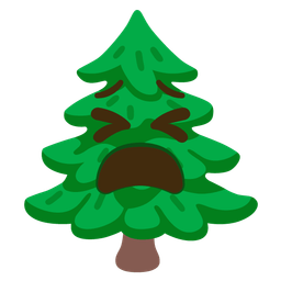 evergreen tree and tired face