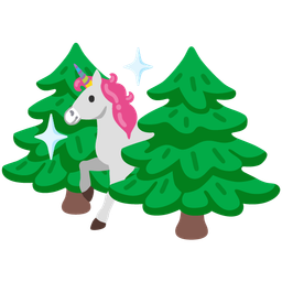 evergreen tree and unicorn