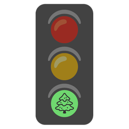evergreen tree and vertical traffic light