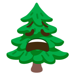 evergreen tree and weary face