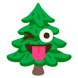 Evergreen tree and Winking face with tongue