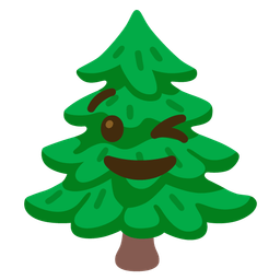 Evergreen tree and Winking face