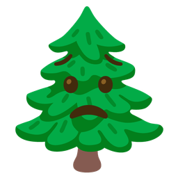 evergreen tree and worried face