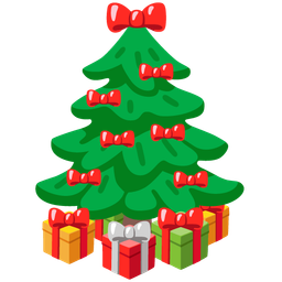 evergreen tree and wrapped gift