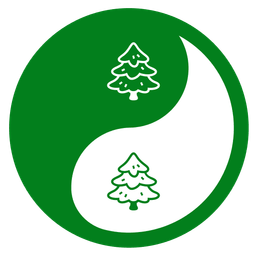 evergreen tree and yin yang