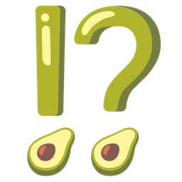 exclamation question mark and avocado