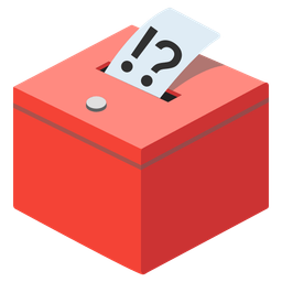 exclamation question mark and ballot box with ballot