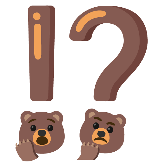 Exclamation question mark and Bear