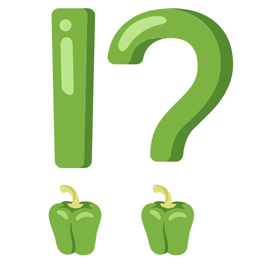 Exclamation question mark and Bell pepper