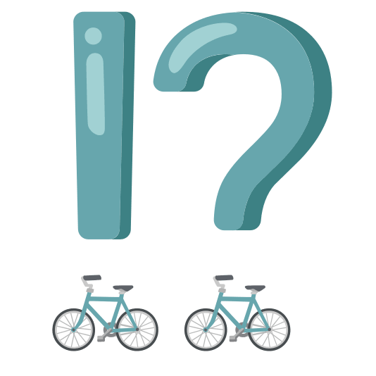 Exclamation question mark and Bicycle
