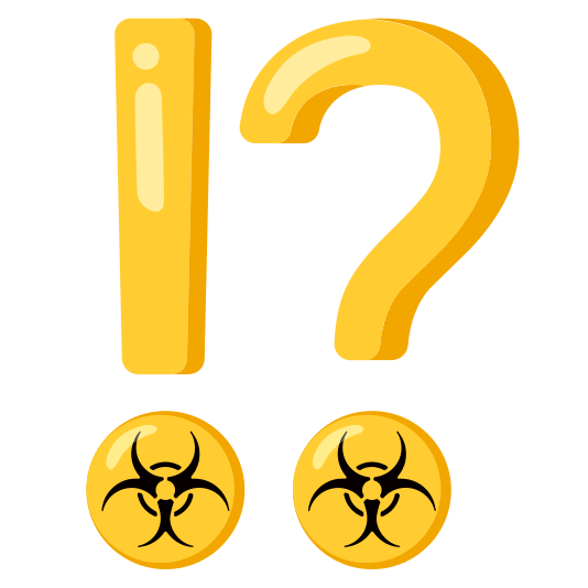 Exclamation question mark and Biohazard