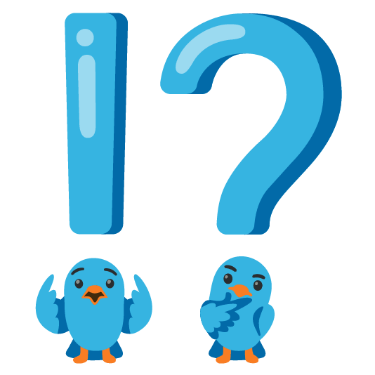 Exclamation question mark and Bird