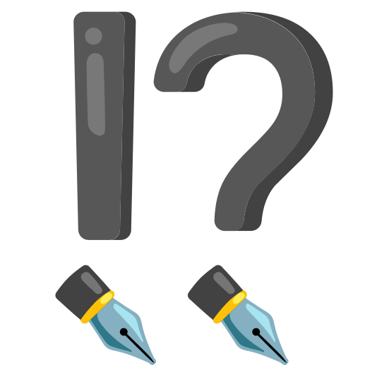 Exclamation question mark and Black nib