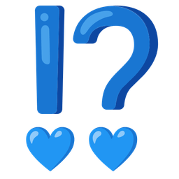 exclamation question mark and blue heart