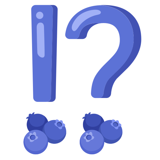 Exclamation question mark and Blueberries
