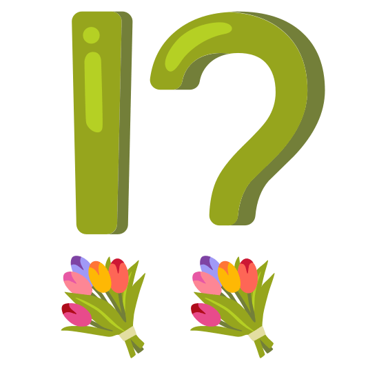 Exclamation question mark and Bouquet
