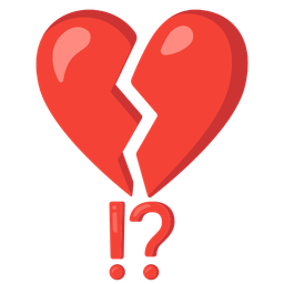 exclamation question mark and broken heart