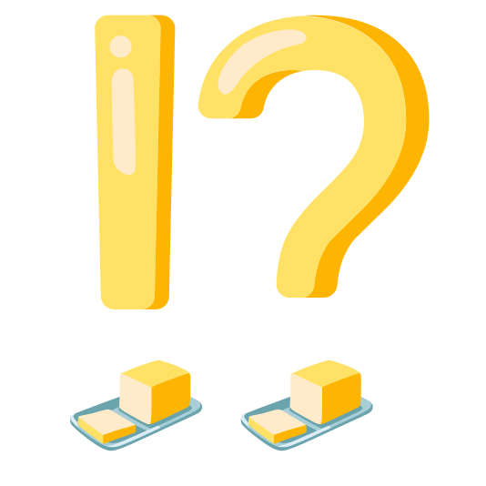 Exclamation question mark and Butter