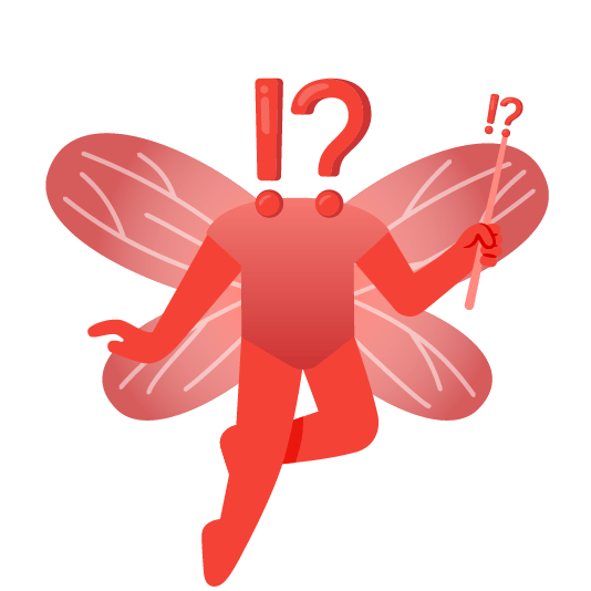 Exclamation question mark and Butterfly