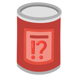 exclamation question mark and canned food