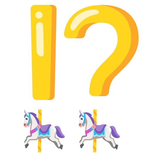 Exclamation question mark and Carousel horse