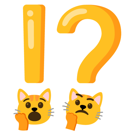 Exclamation question mark and Cat face