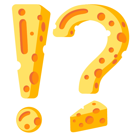 Exclamation question mark and Cheese wedge