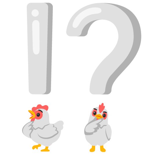 Exclamation question mark and Chicken
