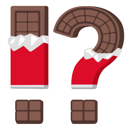Exclamation question mark and Chocolate bar