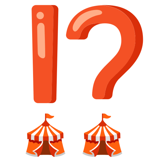Exclamation question mark and Circus tent