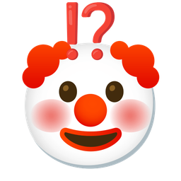 exclamation question mark and clown face