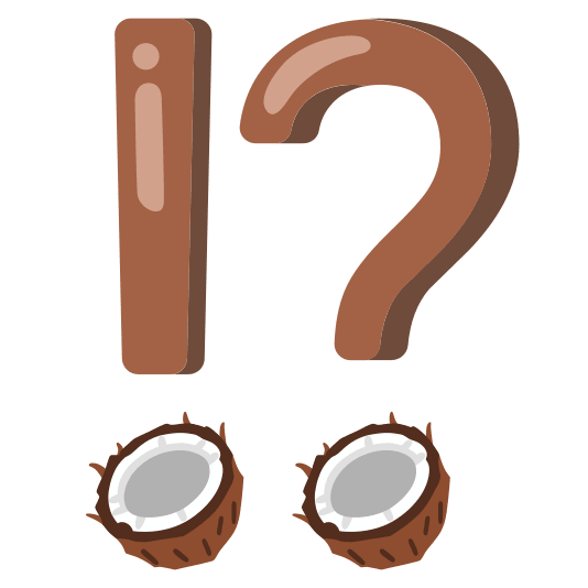 Exclamation question mark and Coconut