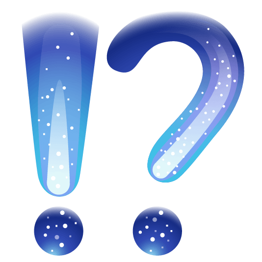 Exclamation question mark and Comet