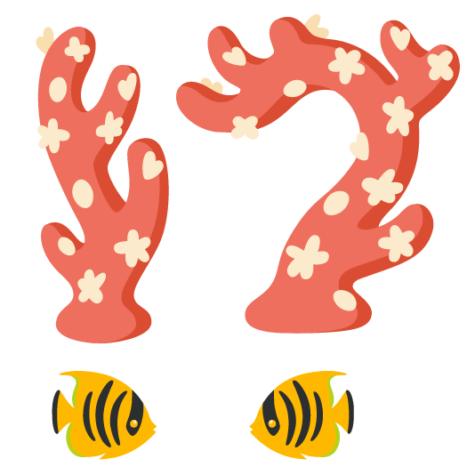 Exclamation question mark and Coral