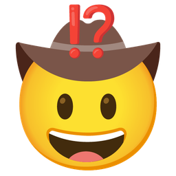 exclamation question mark and cowboy hat face