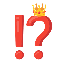 exclamation question mark and crown