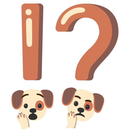 Exclamation question mark and Dog face