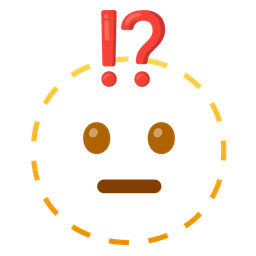 exclamation question mark and dotted line face