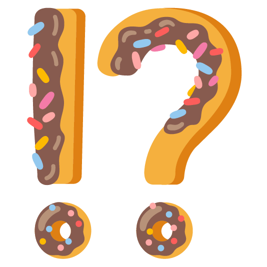 Exclamation question mark and Doughnut