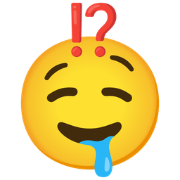 exclamation question mark and drooling face